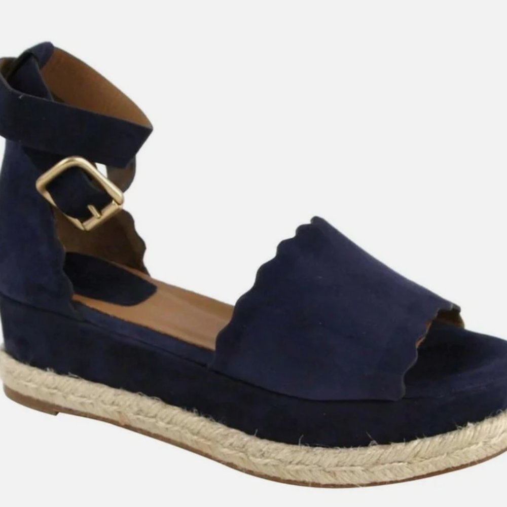 CHLOE Navy Suede Espadrilles Size 38